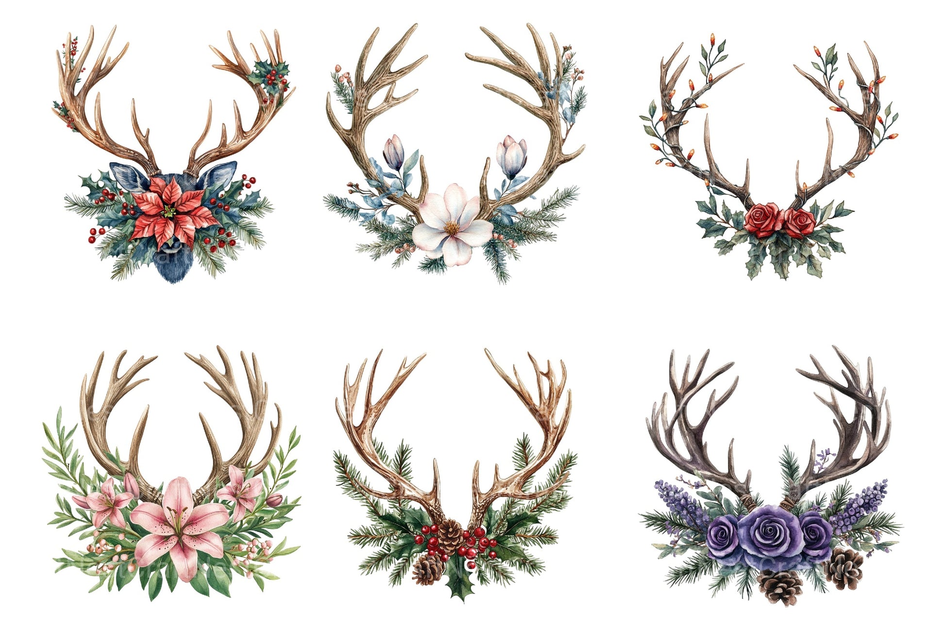 Christmas Antlers Clipart Bundle - CraftNest - Digital Crafting and Art