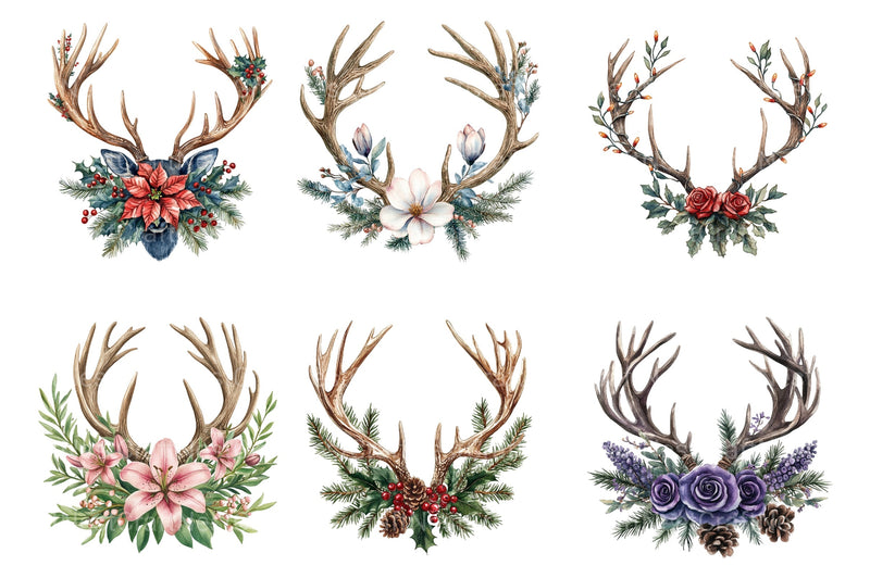 Christmas Antlers Clipart Bundle - CraftNest - Digital Crafting and Art