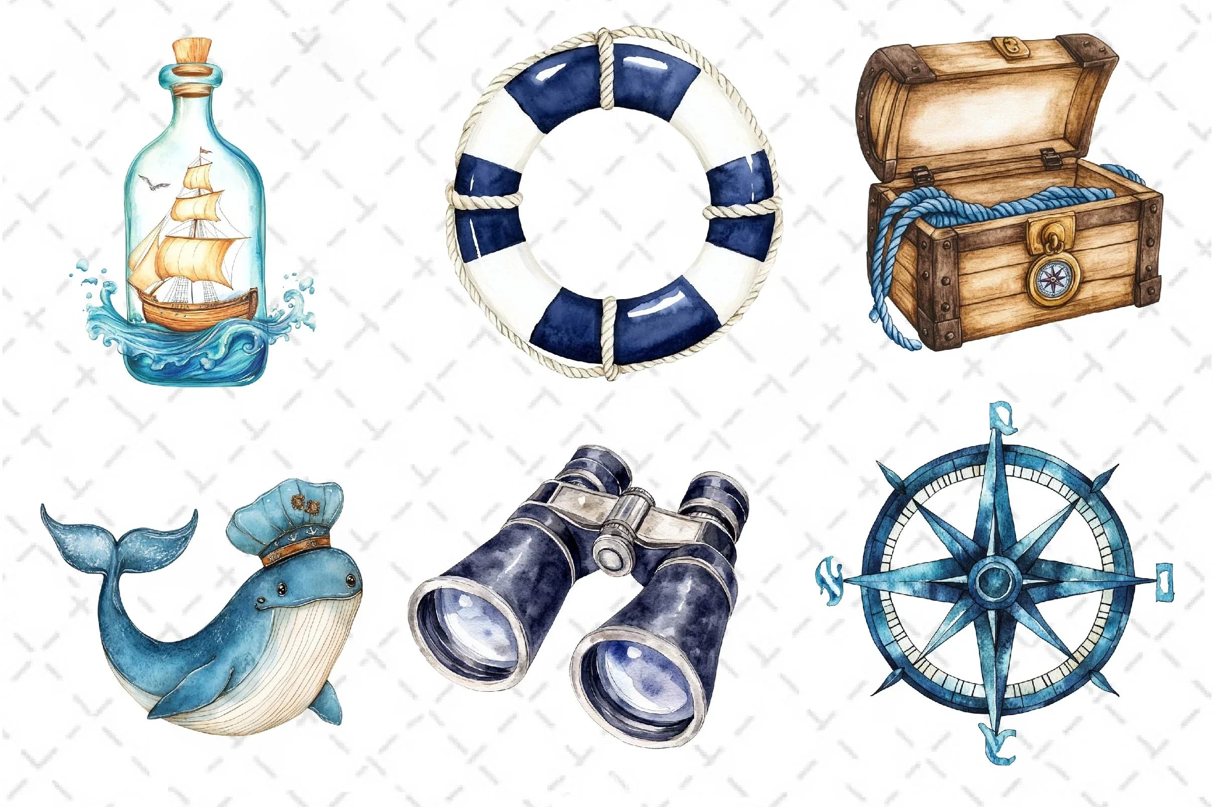 Blue Nautical Collection Clipart Bundle - CraftNest - Digital Crafting and Art