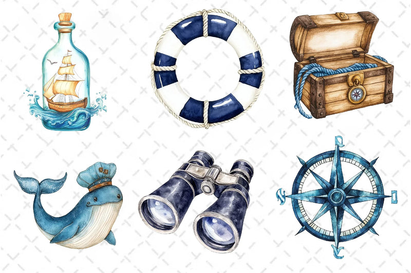 Blue Nautical Collection Clipart Bundle - CraftNest - Digital Crafting and Art