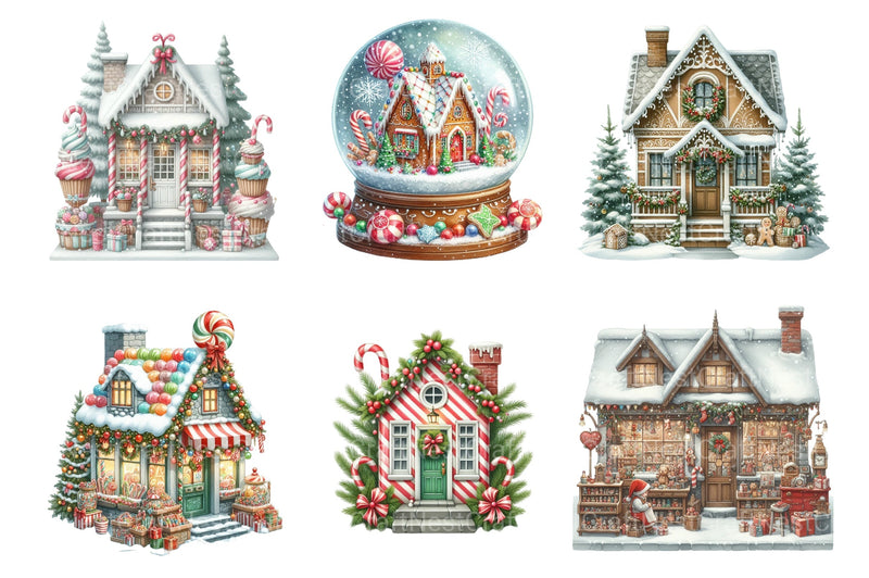 Whimsical Christmas Houses Clipart Bundle - CraftNest - Digital Crafting and Art