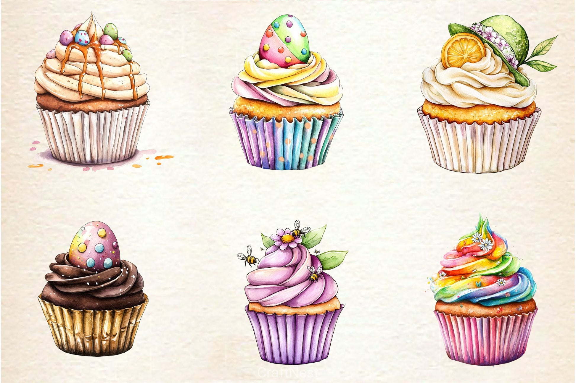 Easter Cupcake Clipart Bundle 3 - CraftNest - Digital Crafting and Art
