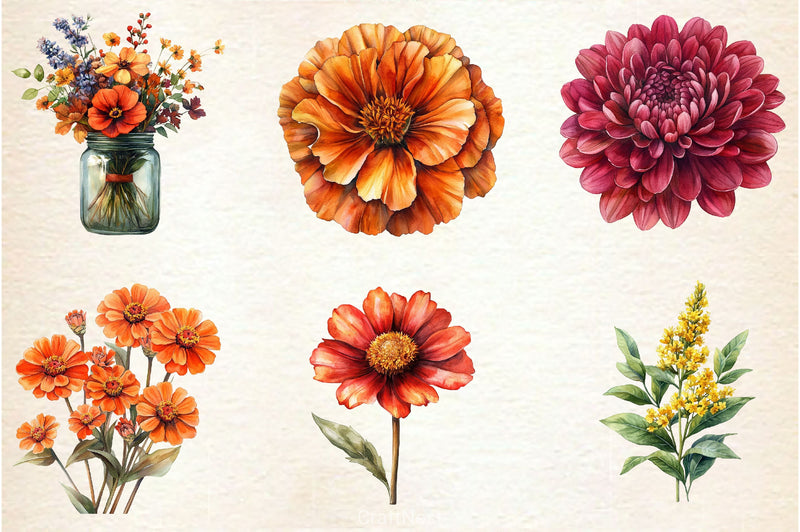 Autumn Wildflowers Clipart Bundle 9 - CraftNest - Digital Crafting and Art