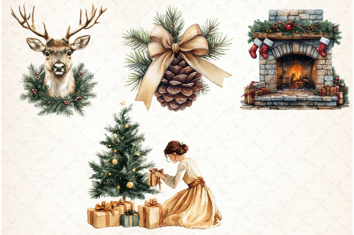 Rustic Winter Christmas Clipart Bundle