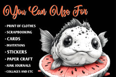 Quirky Whimsical Summer Fishes Clipart Bundle - CraftNest - Digital Crafting and Art
