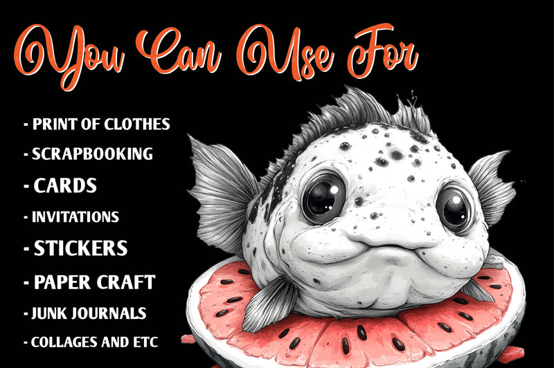 Quirky Whimsical Summer Fishes Clipart Bundle - CraftNest - Digital Crafting and Art