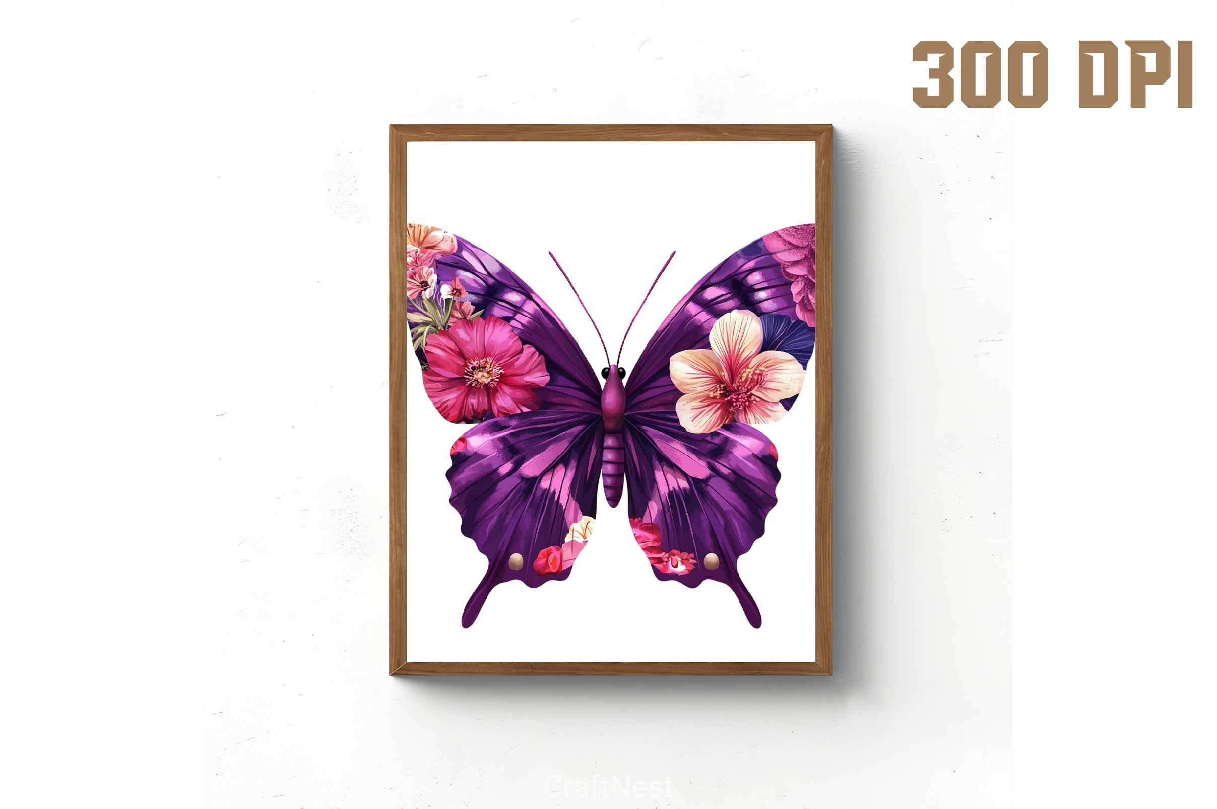 Purple Flower Butterfly Clipart Bundle - CraftNest - Digital Crafting and Art