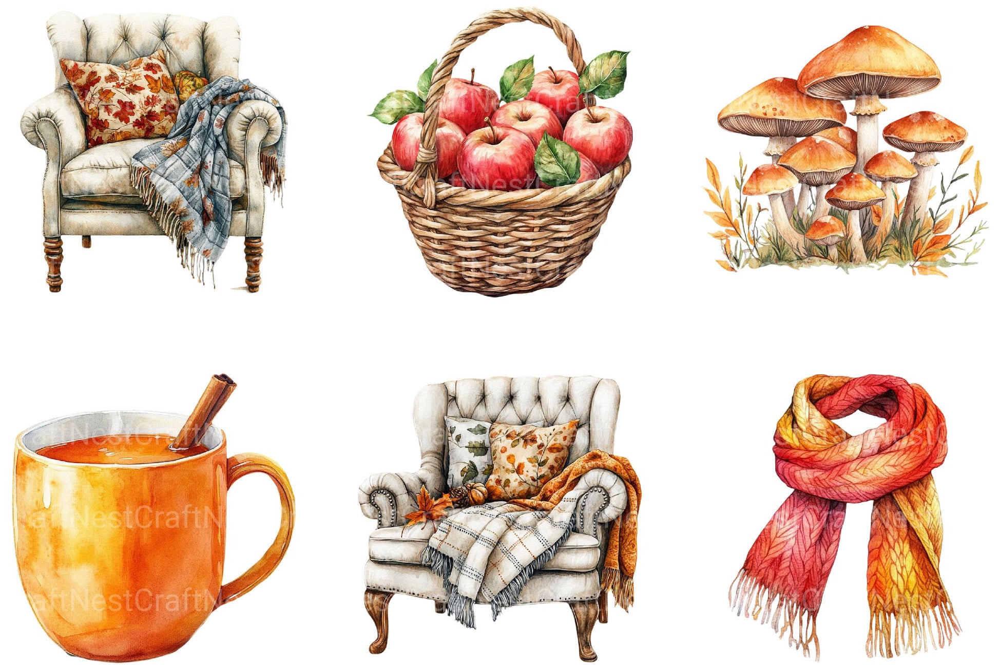 Cozy Autumn Clipart Bundle - CraftNest - Digital Crafting and Art