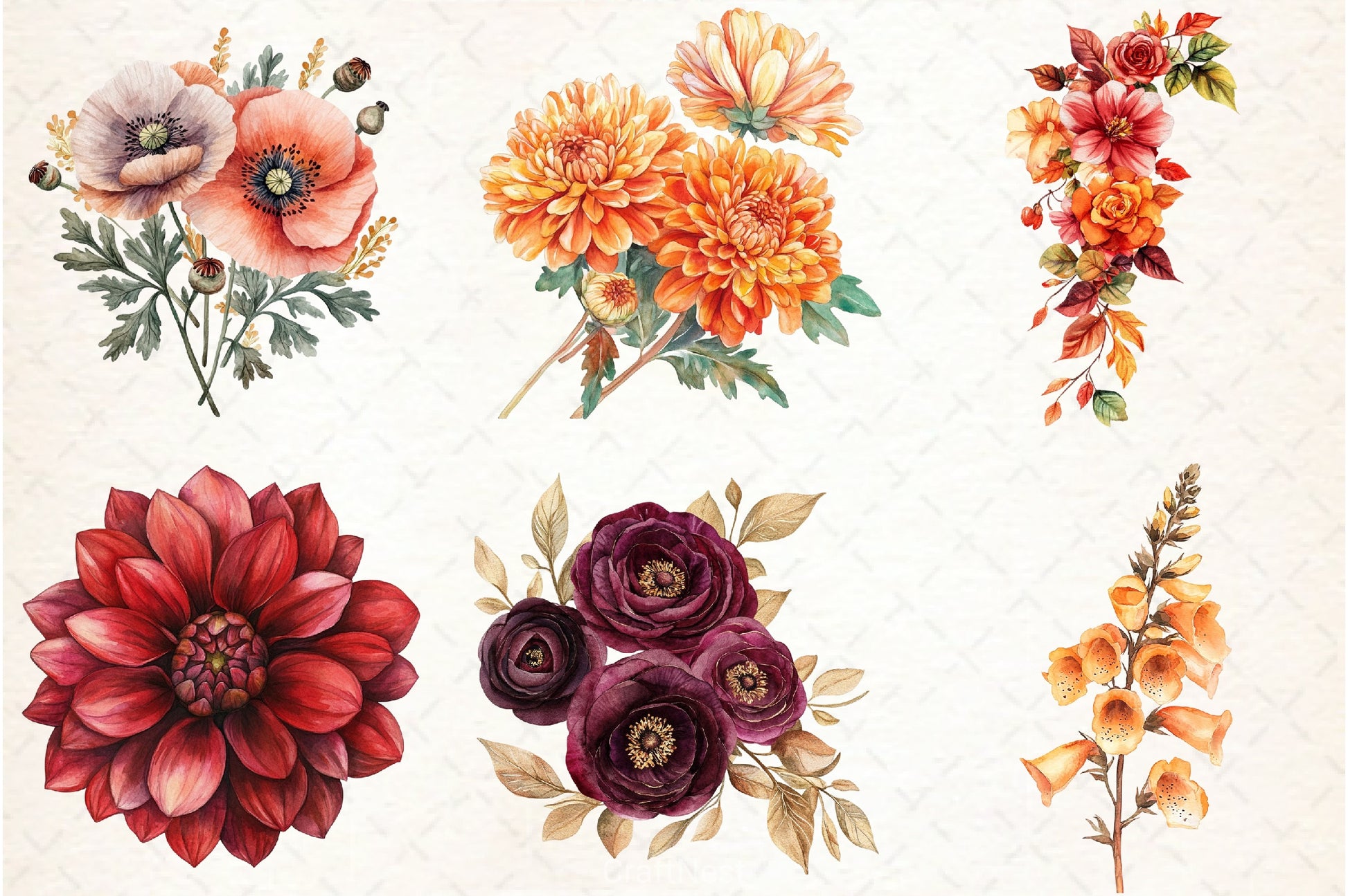 Fall Flower Clipart Bundle 2 - CraftNest - Digital Crafting and Art