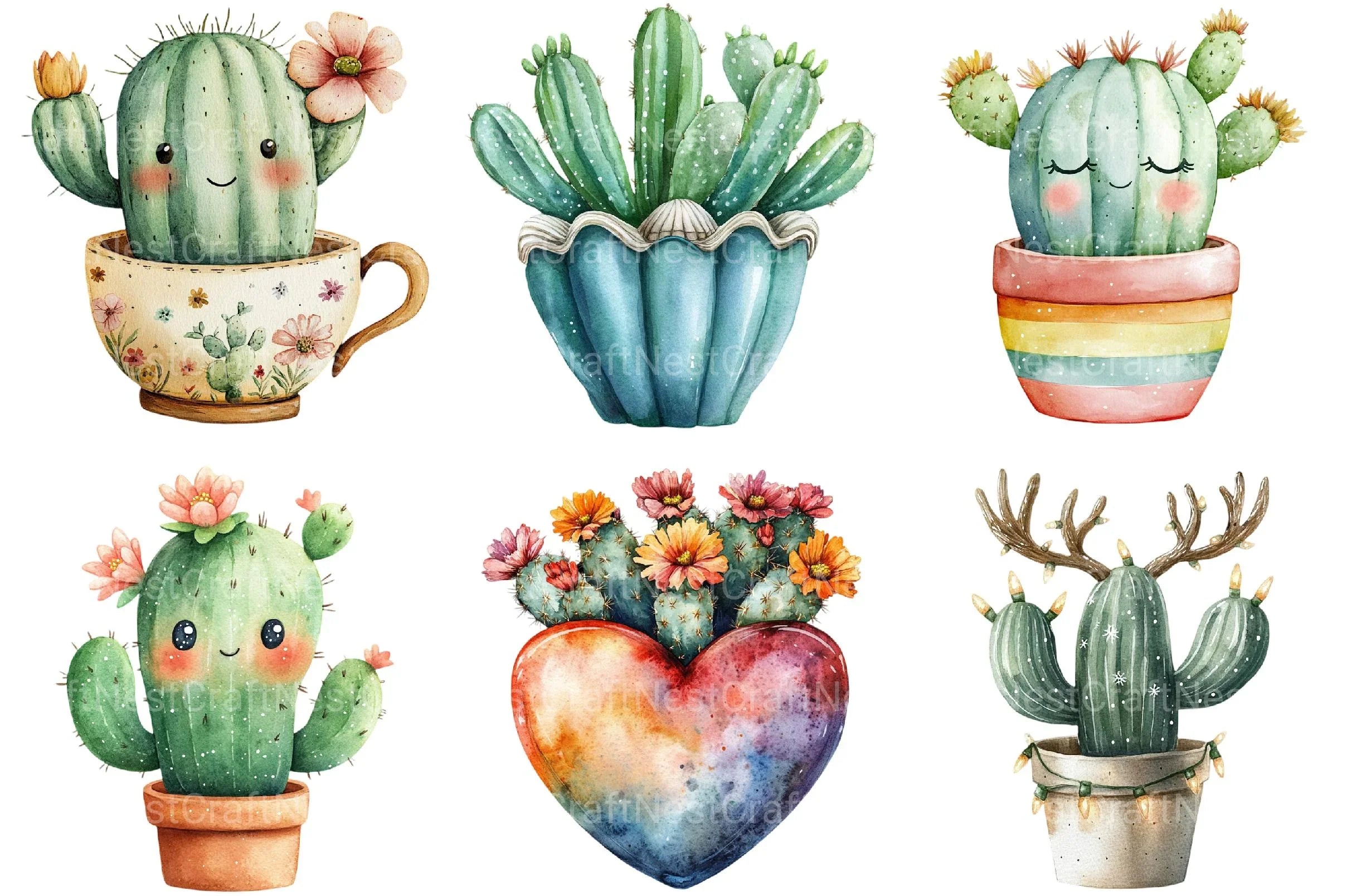 Cute Cactus Clipart - CraftNest - Digital Crafting and Art
