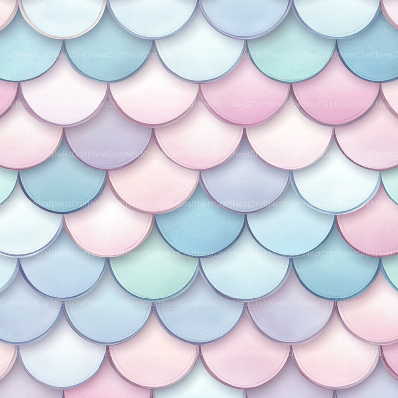 Seamless Pastel Mermaid Scales Pattern Digital Paper - CraftNest - Digital Crafting and Art