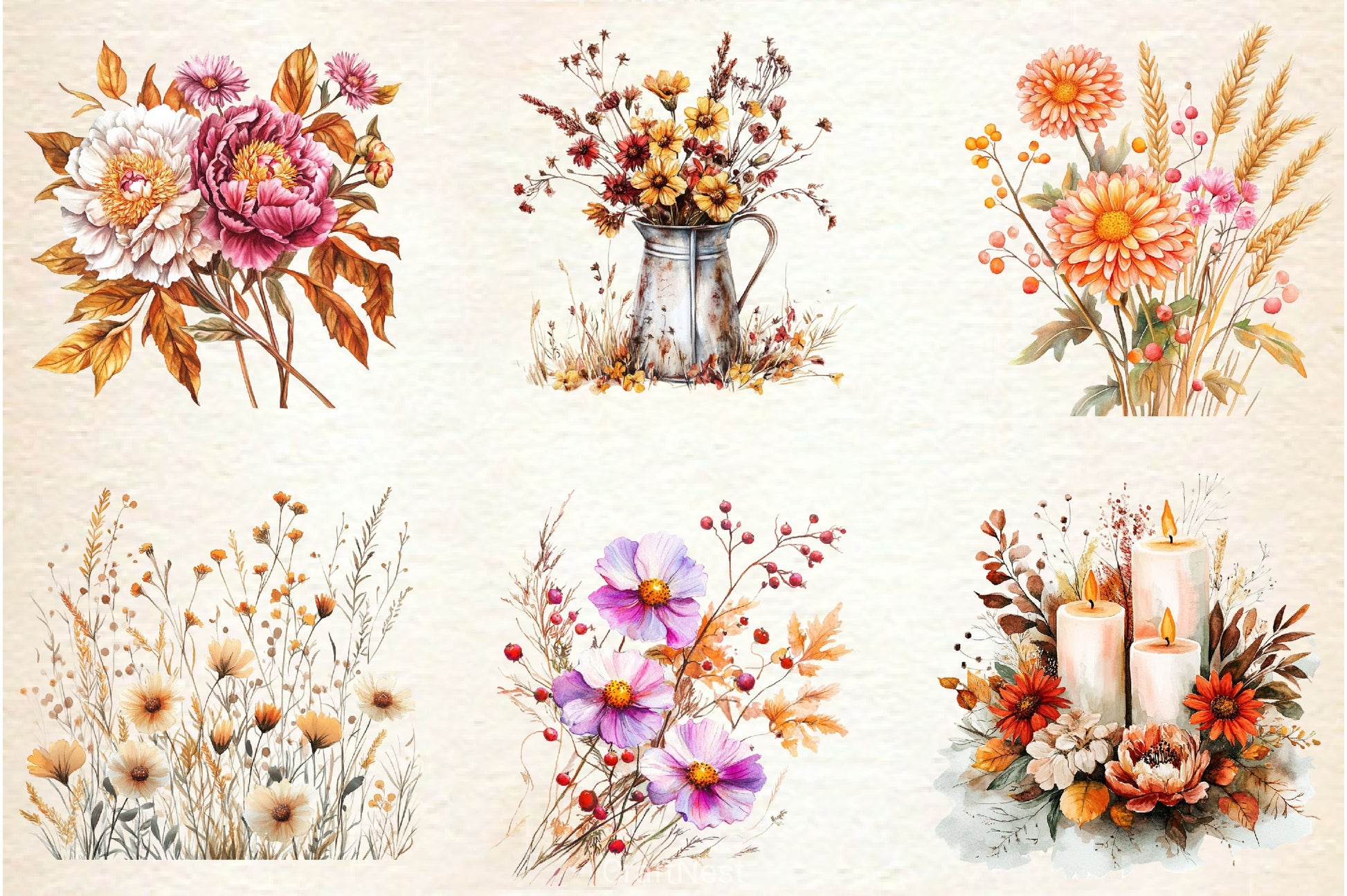 Fall Flowers Clipart Bundle 2 - CraftNest - Digital Crafting and Art
