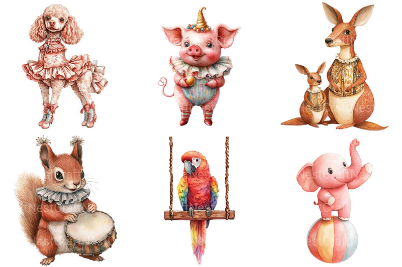 Vintage Circus Party Animal Clipart - CraftNest - Digital Crafting and Art