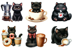 Cat Silhouette Coffee Clipart Bundle - CraftNest - Digital Crafting and Art