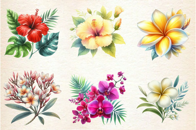 Hawaiian Flowers Clipart Bundle - CraftNest - Digital Crafting and Art