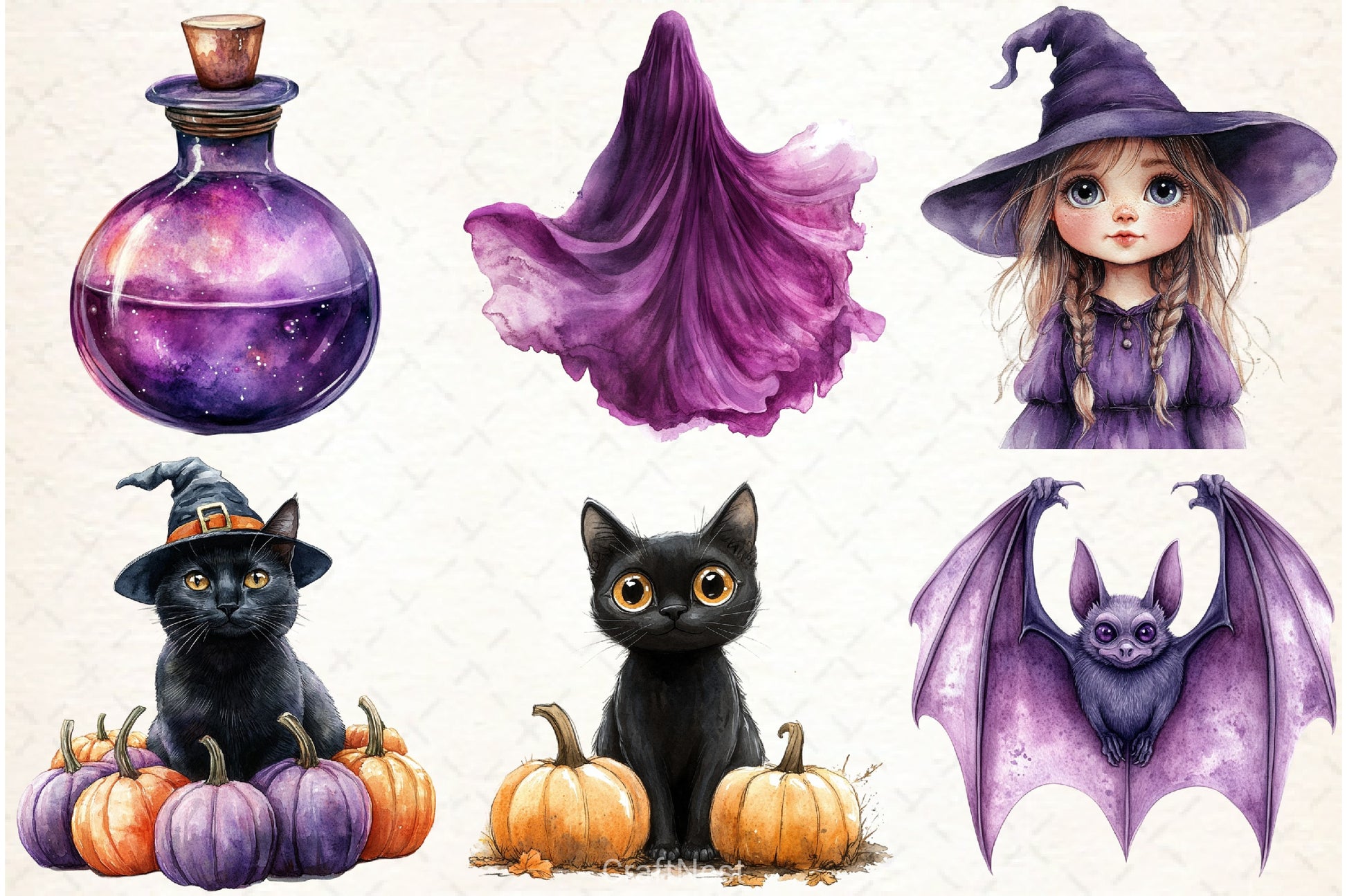 Purple Pastel Halloween Clipart Bundle - CraftNest - Digital Crafting and Art