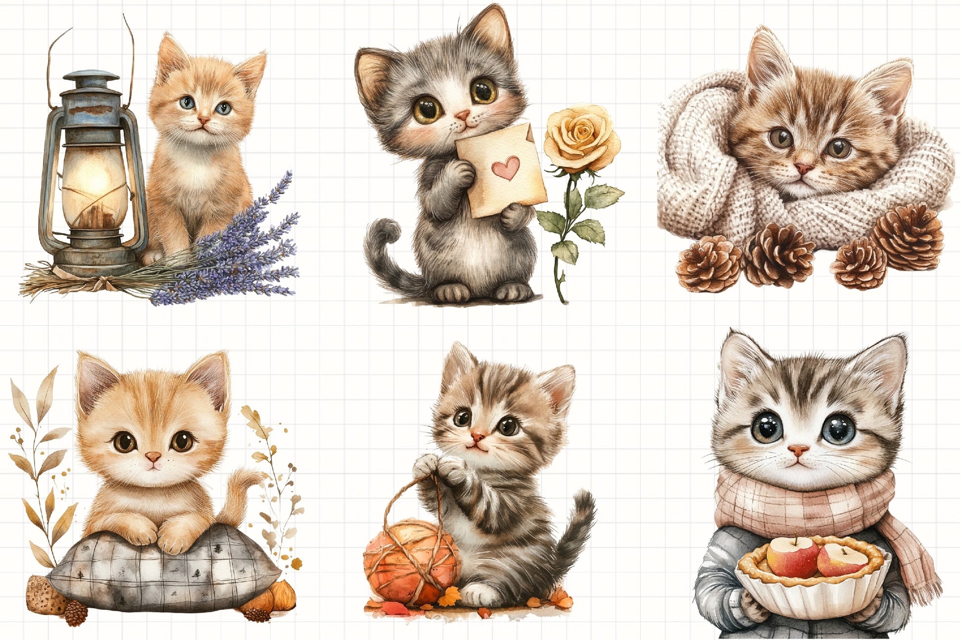 Cute Autumn Kitten Clipart Bundle - CraftNest - Digital Crafting and Art