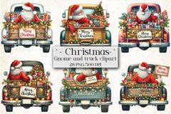 Christmas Gnome & Truck Clipart Bundle 3 - CraftNest - Digital Crafting and Art