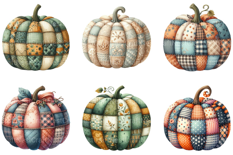 Autumn Patchwork Pumpkin Clipart Bundle - CraftNest - Digital Crafting and Art