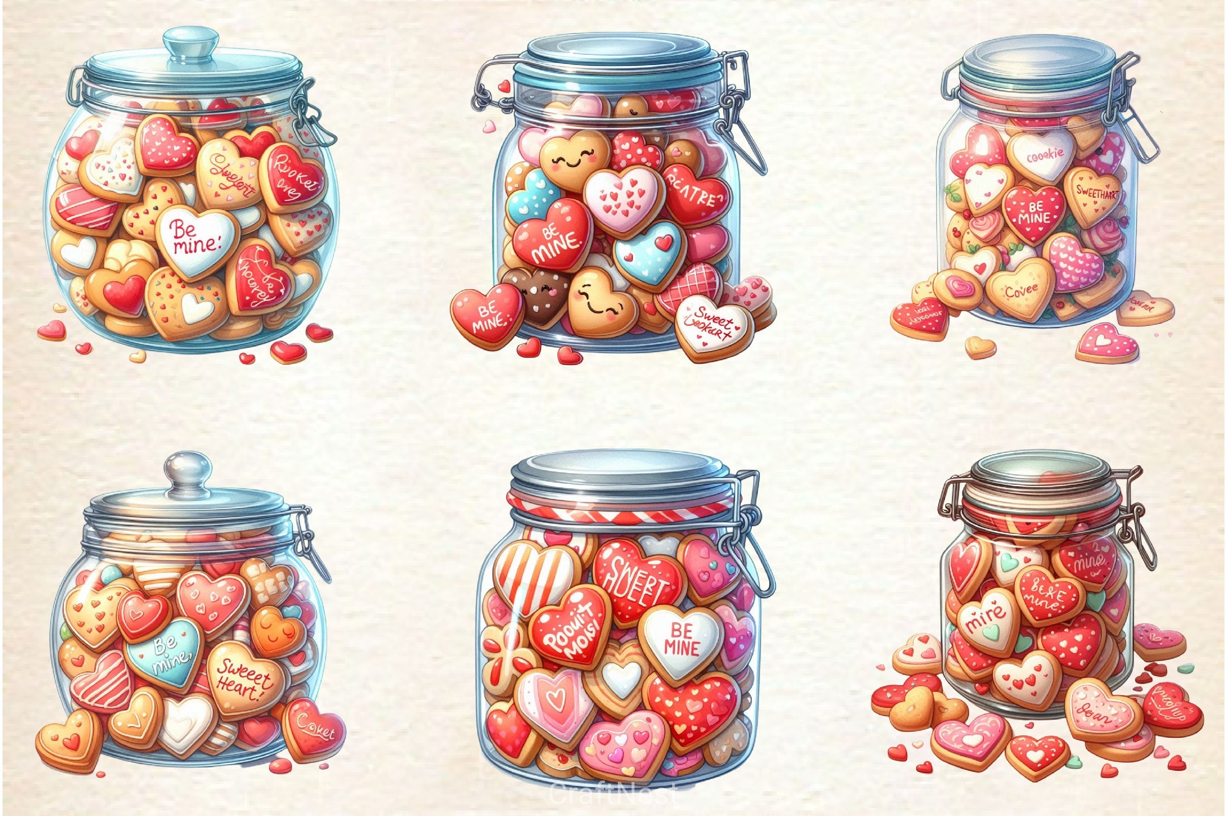 Valentine Romantic Cookie Jar Clipart Bundle - CraftNest - Digital Crafting and Art