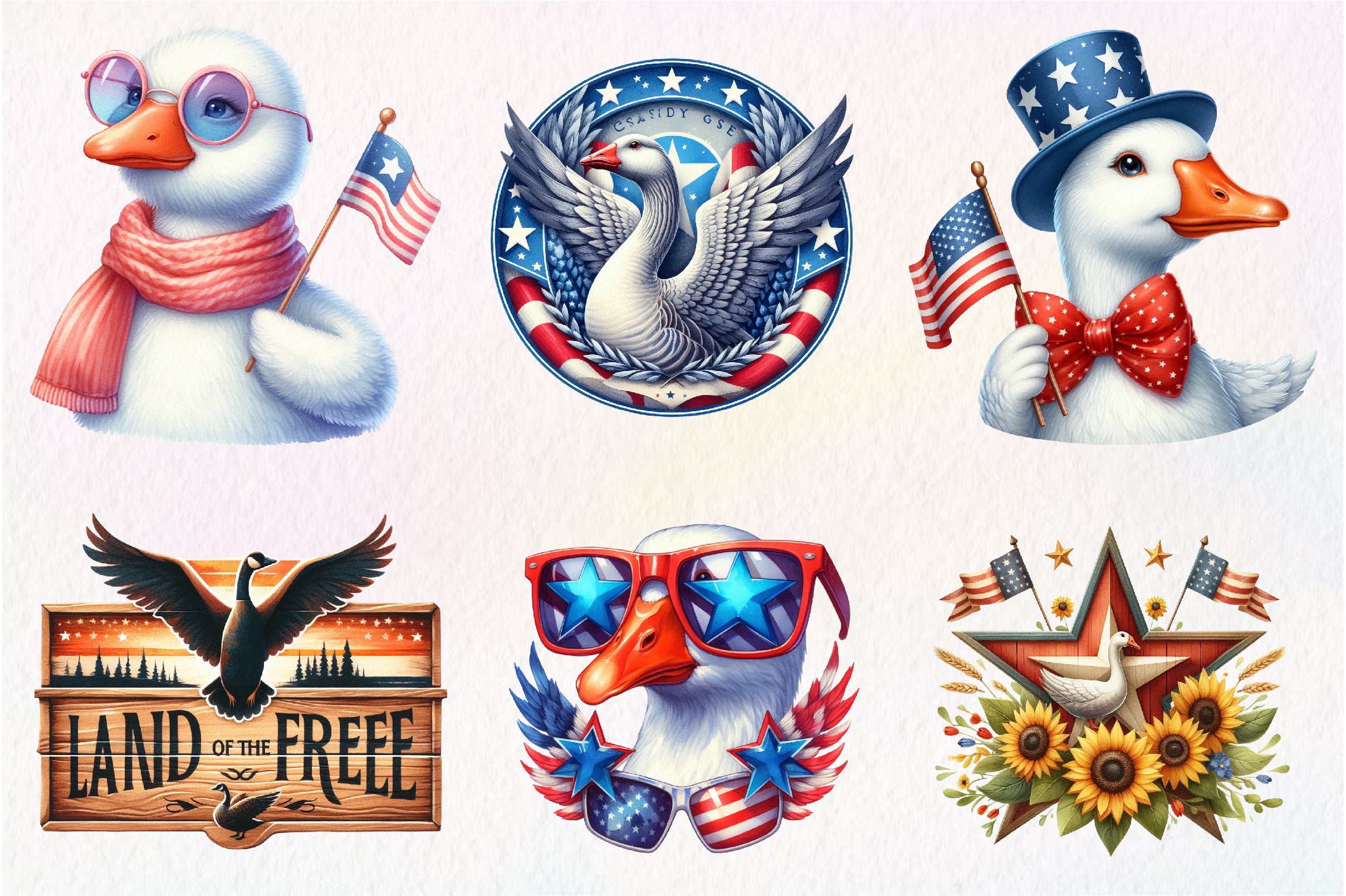 4th Of July Goose Clipart Bundle - CraftNest - Digital Crafting and Art