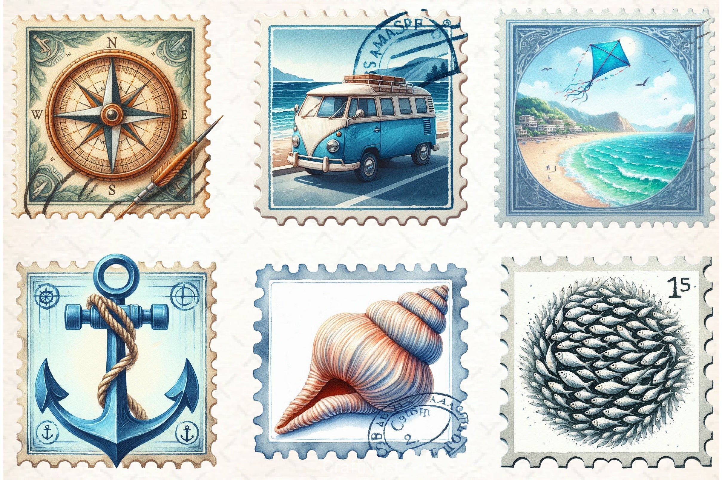 Summer Stamps Clipart Bundle - CraftNest - Digital Crafting and Art