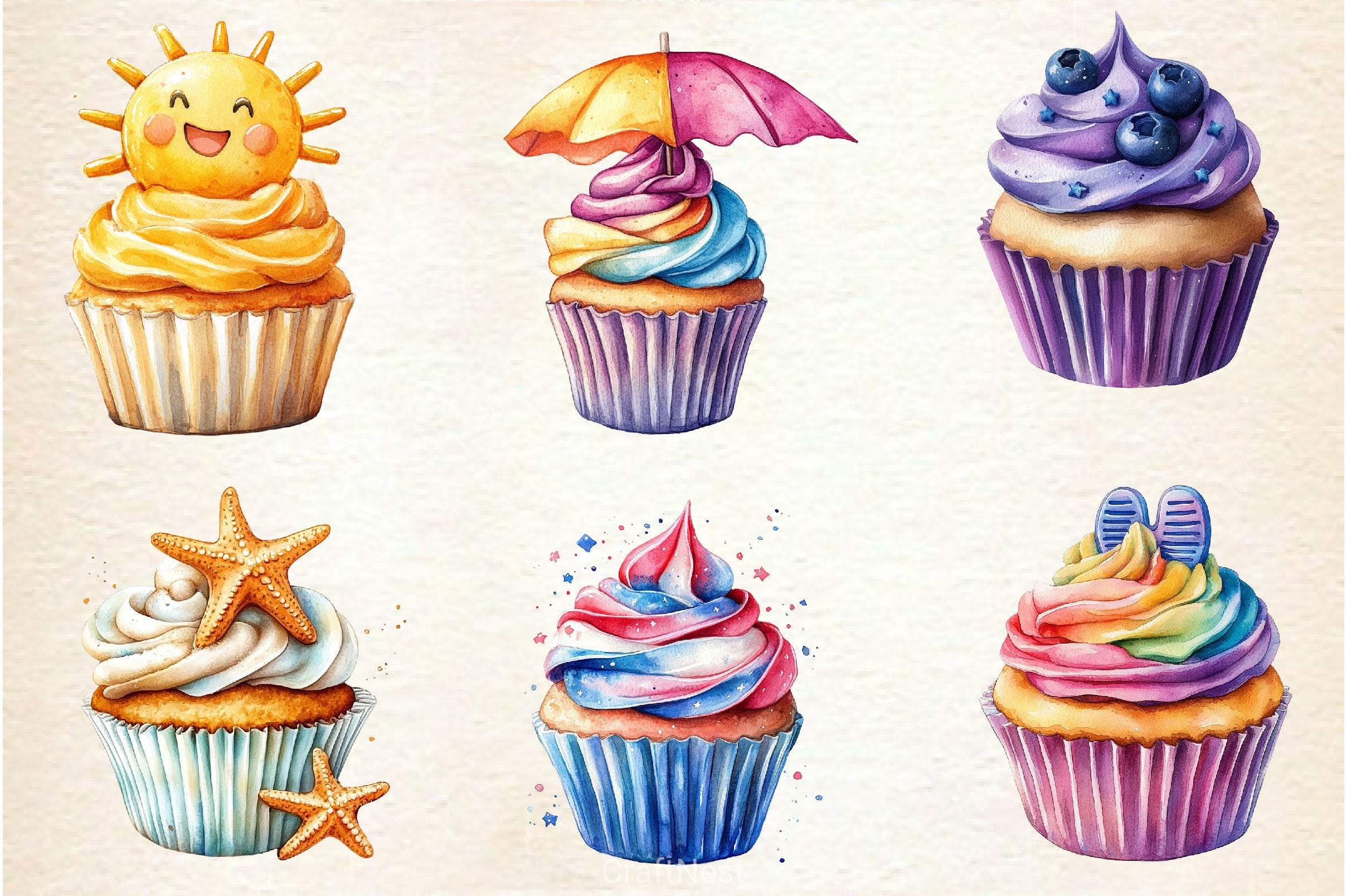 Summer Cupcake Clipart Bundle 2 - CraftNest - Digital Crafting and Art