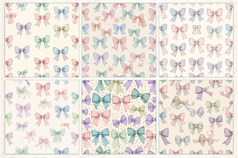Pastel Coquette Bows Pattern Paper - CraftNest - Digital Crafting and Art