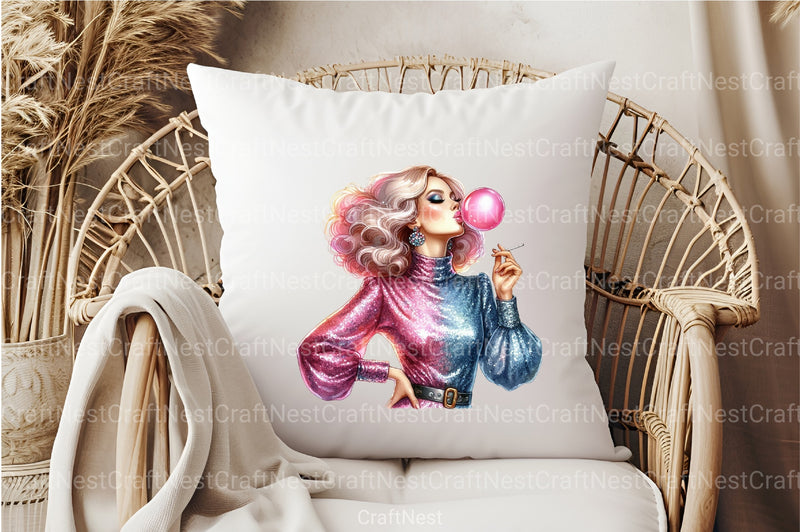 Funny Retro Pinup Girl Clipart Bundle - CraftNest - Digital Crafting and Art