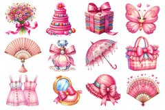Pink Coquette Hello Summer Clipart Bundle - CraftNest - Digital Crafting and Art