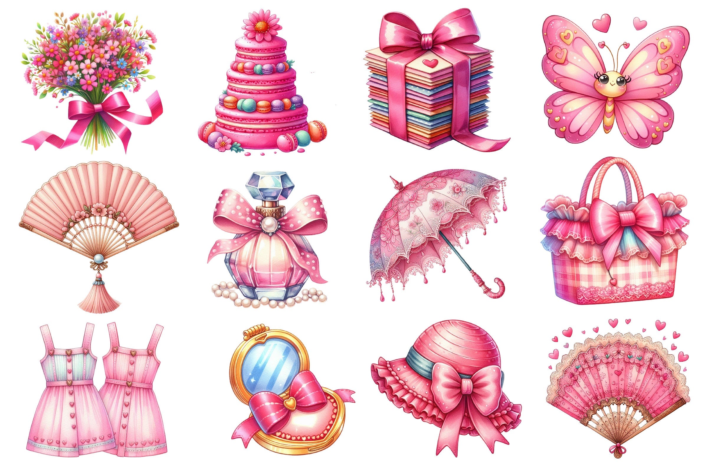 Pink Coquette Hello Summer Clipart Bundle - CraftNest - Digital Crafting and Art