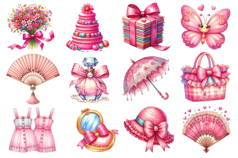 Pink Coquette Hello Summer Clipart Bundle - CraftNest - Digital Crafting and Art