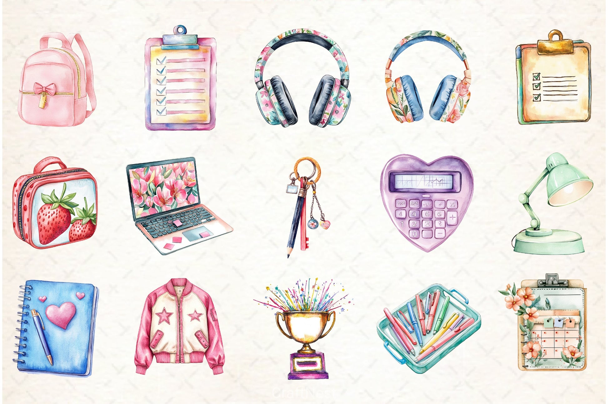 Preppy School Clipart Bundle - CraftNest - Digital Crafting and Art