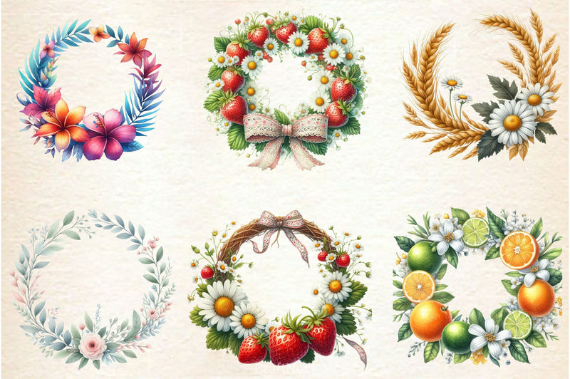 Summer Wreath Clipart Bundle - CraftNest - Digital Crafting and Art
