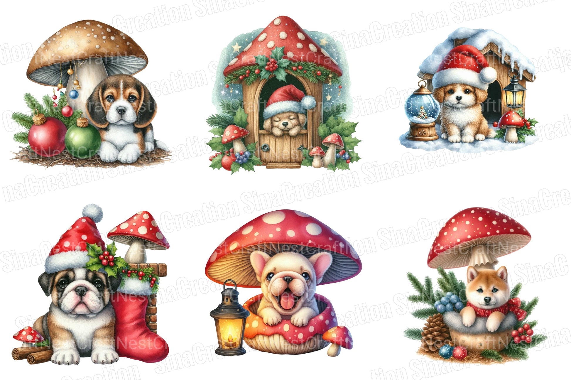Christmas Dogs Clipart Bundle 1 - CraftNest - Digital Crafting and Art