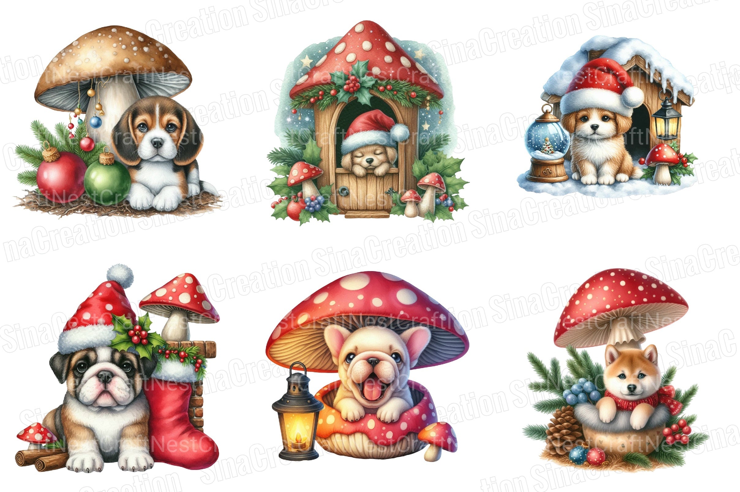 Christmas Dogs Clipart Bundle 1 - CraftNest - Digital Crafting and Art