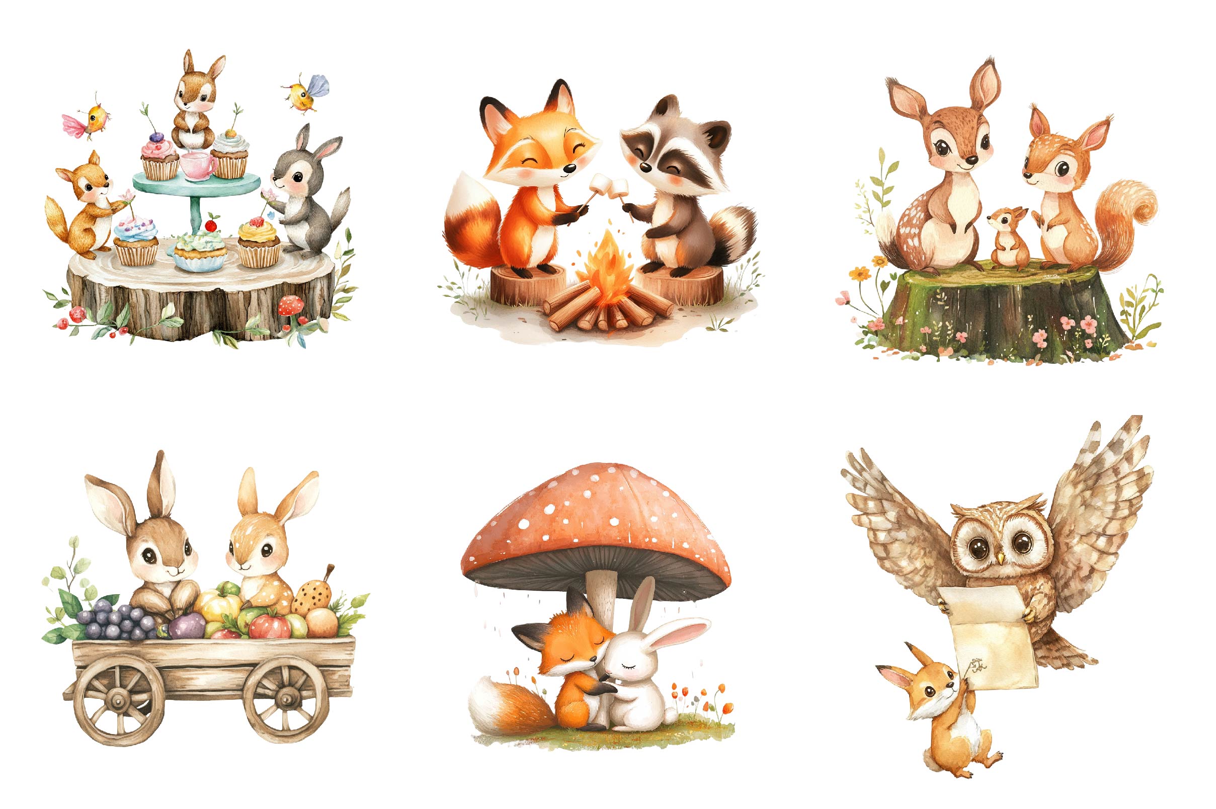 Woodland Forest Animals Friends Clipart Bundle - CraftNest - Digital Crafting and Art