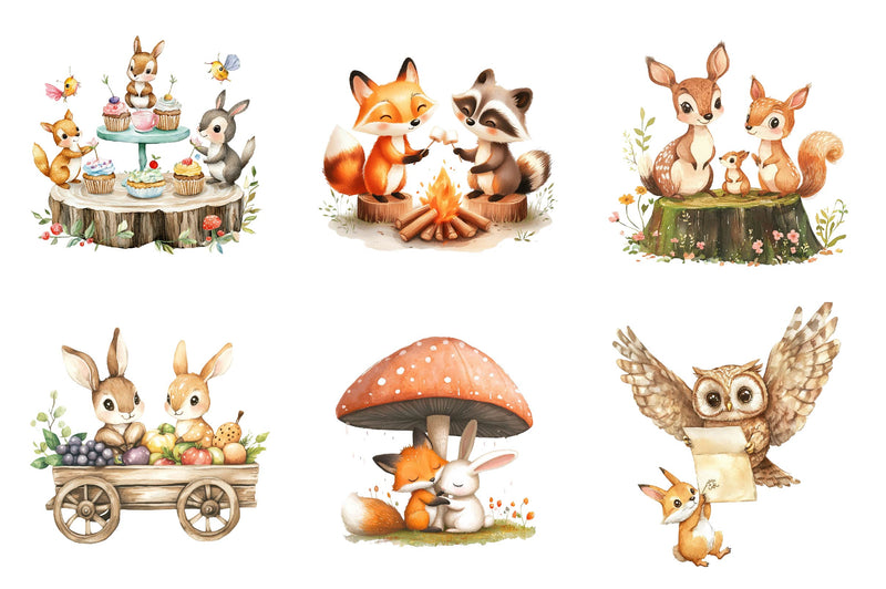 Woodland Forest Animals Friends Clipart Bundle - CraftNest - Digital Crafting and Art