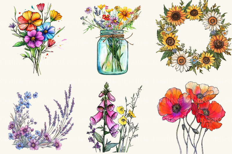 Wild Floral Clipart Bundle - CraftNest - Digital Crafting and Art