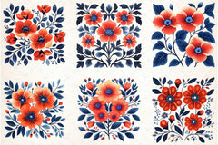 Retro Floral Clipart Bundle - CraftNest - Digital Crafting and Art