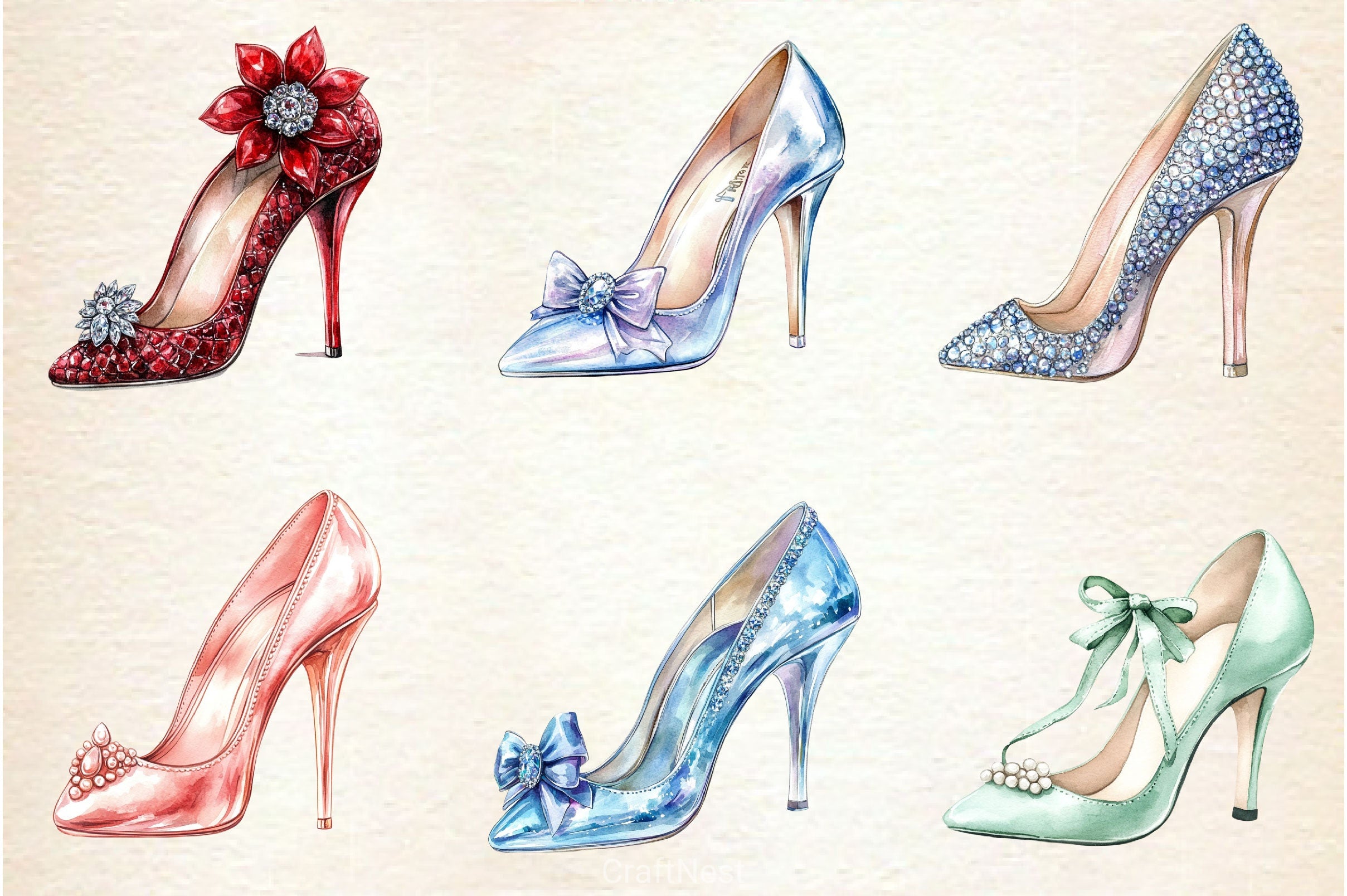 High Heels With Diamonds And Pearls Clipart Bundle - CraftNest - Digital Crafting and Art
