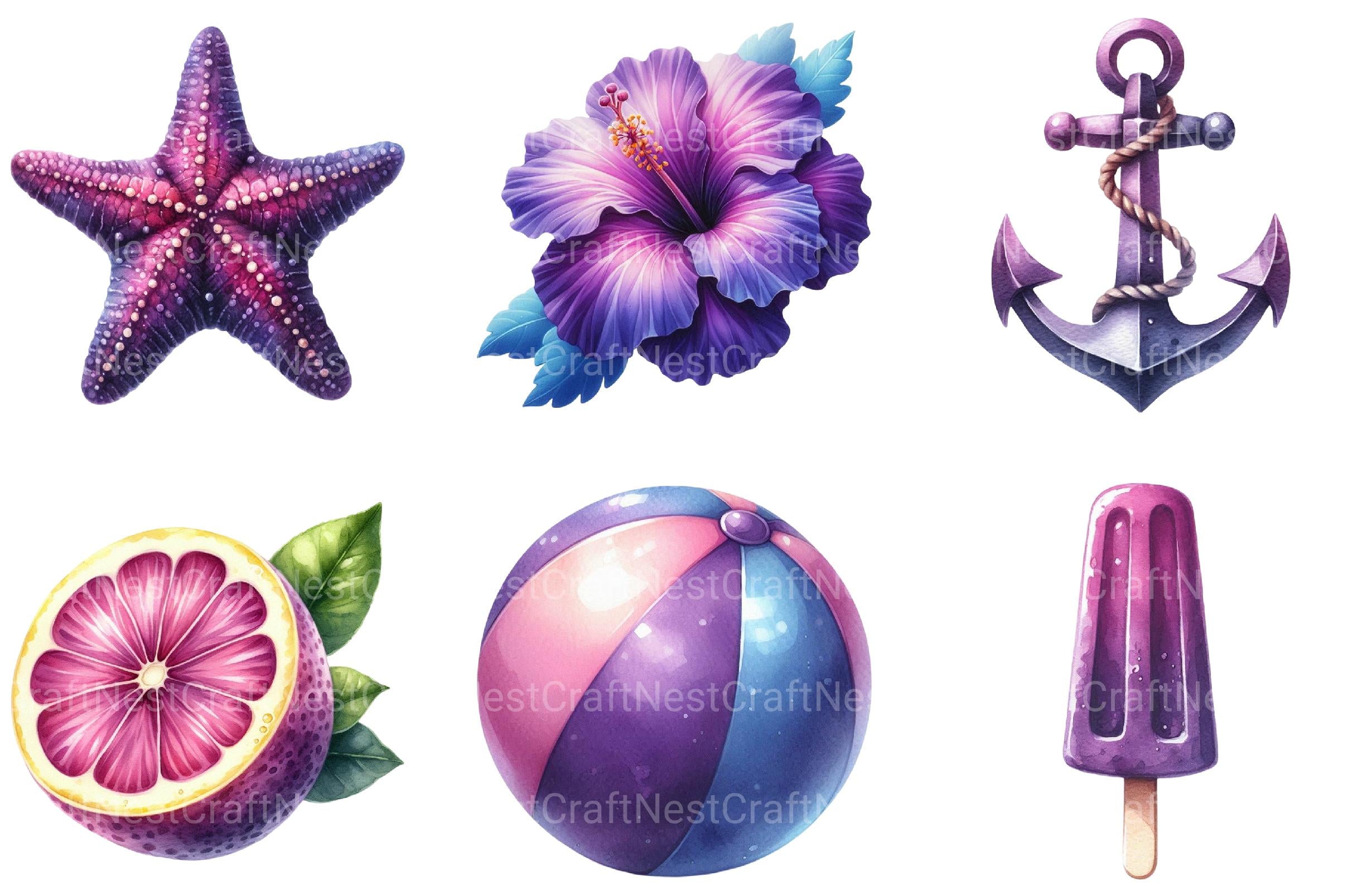 Purple Summer Clipart - CraftNest - Digital Crafting and Art