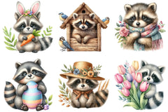 Spring Cute Raccoon Clipart - CraftNest - Digital Crafting and Art