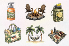 Camouflage Summer Elements Clipart Bundle - CraftNest - Digital Crafting and Art