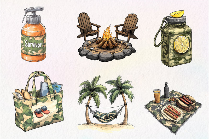 Camouflage Summer Elements Clipart Bundle - CraftNest - Digital Crafting and Art