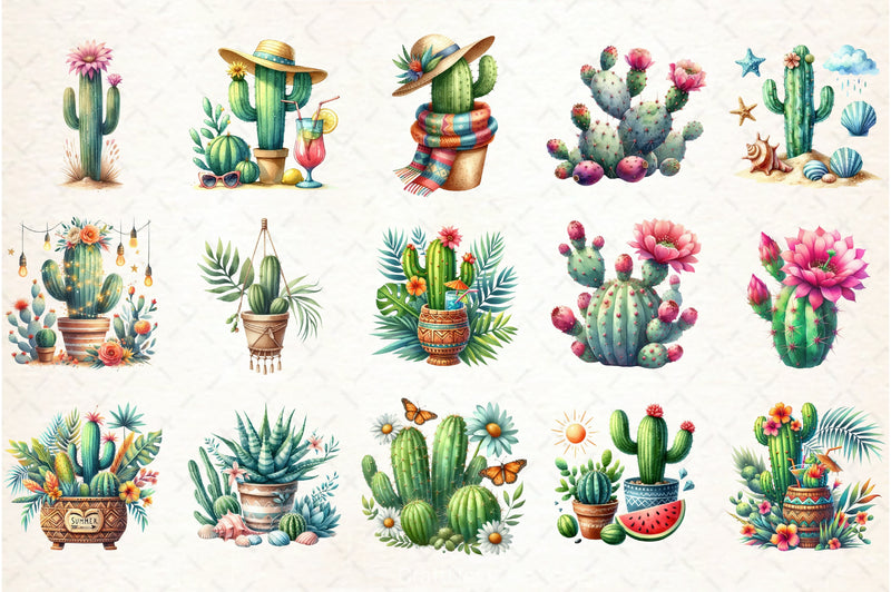 Summer Cactus Clipart Bundle 1 - CraftNest - Digital Crafting and Art