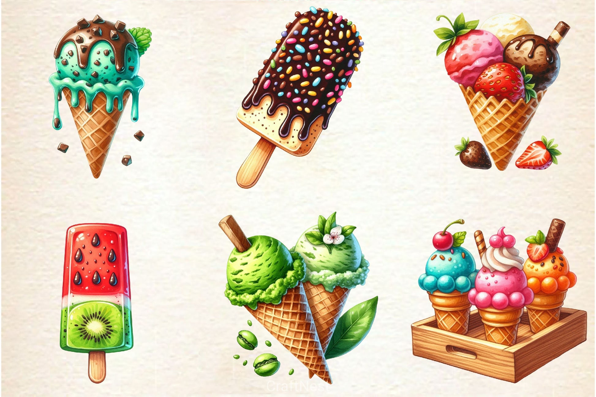 Summer Ice Cream Clipart Bundle 8 - CraftNest - Digital Crafting and Art