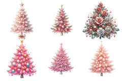 Pink Christmas Tree Clip Art Bundle - CraftNest - Digital Crafting and Art