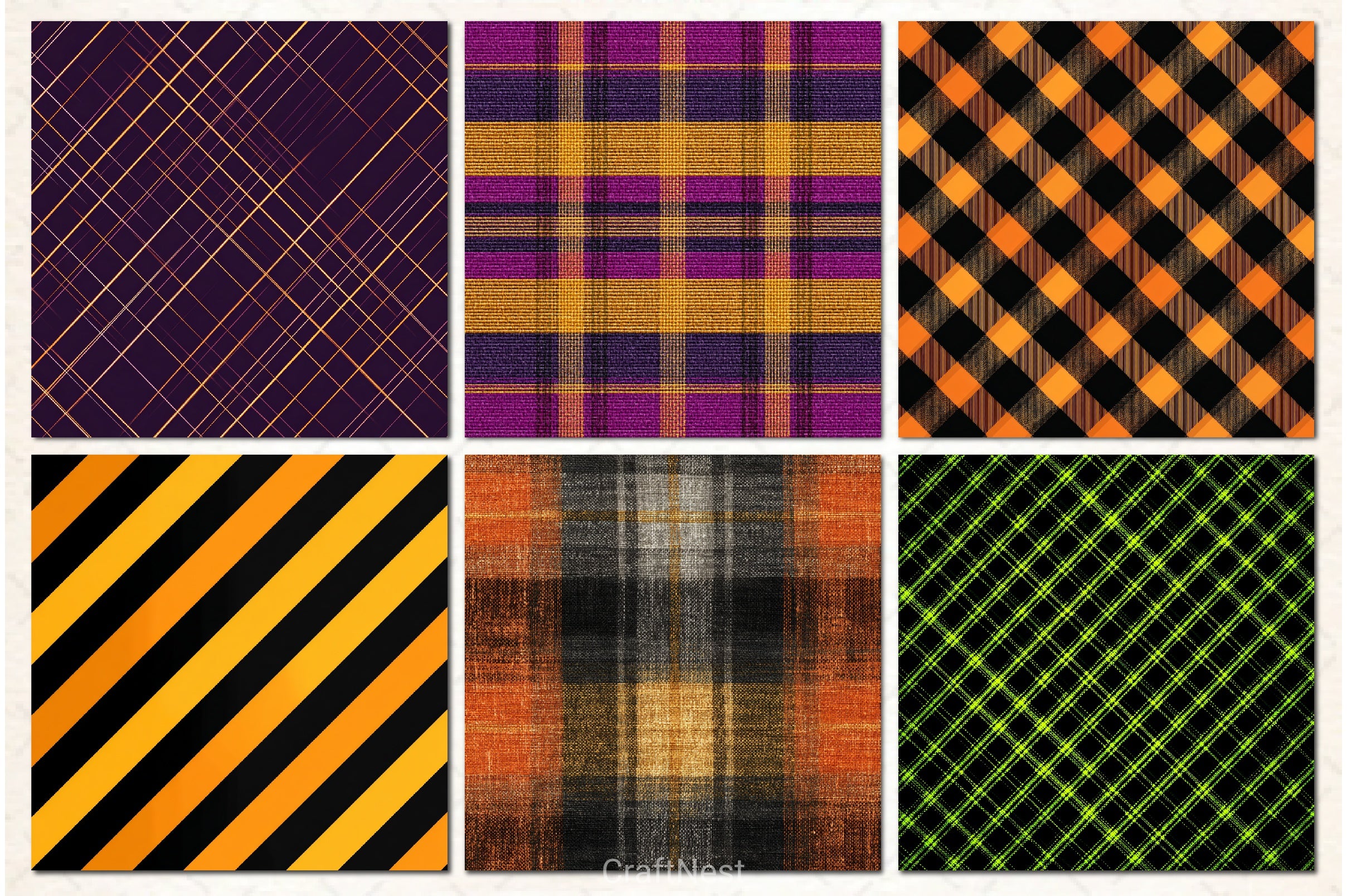 Plaid Halloween Digital Papers - CraftNest - Digital Crafting and Art