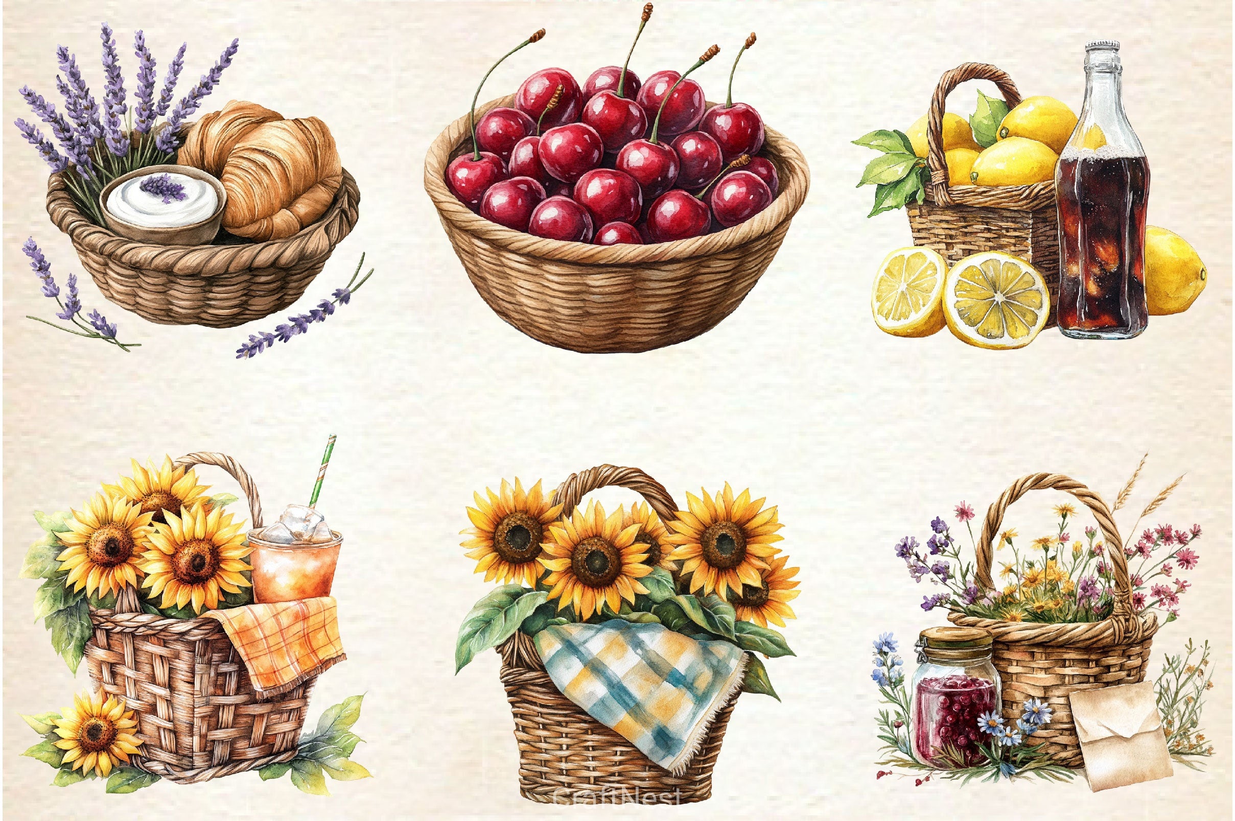 Summer Basket Clipart Bundle 2 - CraftNest - Digital Crafting and Art